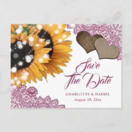 Pink Sunflower Wedding Save The Date Postcard Aankondigingskaart