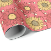 Pink Sunflowers Christmas Cadeaupapier (Rol Hoek)