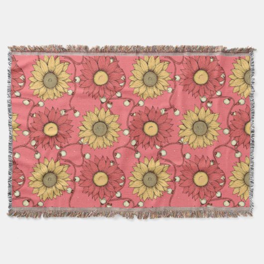 Pink Sunflowers Christmas Deken (Voorkant)