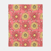 Pink Sunflowers Christmas Fleece Deken (Voorkant)