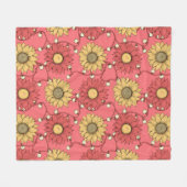Pink Sunflowers Christmas Fleece Deken (Voorkant (Horizontaal))