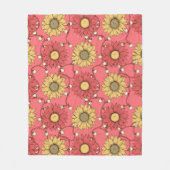 Pink Sunflowers Christmas Fleece Deken (Voorkant)