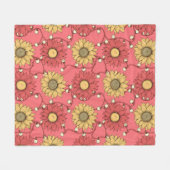 Pink Sunflowers Christmas Fleece Deken (Voorkant (Horizontaal))