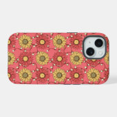 Pink Sunflowers Christmas iPhone 15 Case (Achterkant horizontaal)
