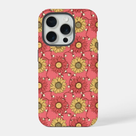Pink Sunflowers Christmas iPhone Hoesje (Achterkant)