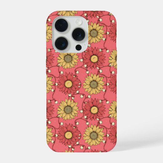 Pink Sunflowers Christmas iPhone Hoesje (Achterkant)