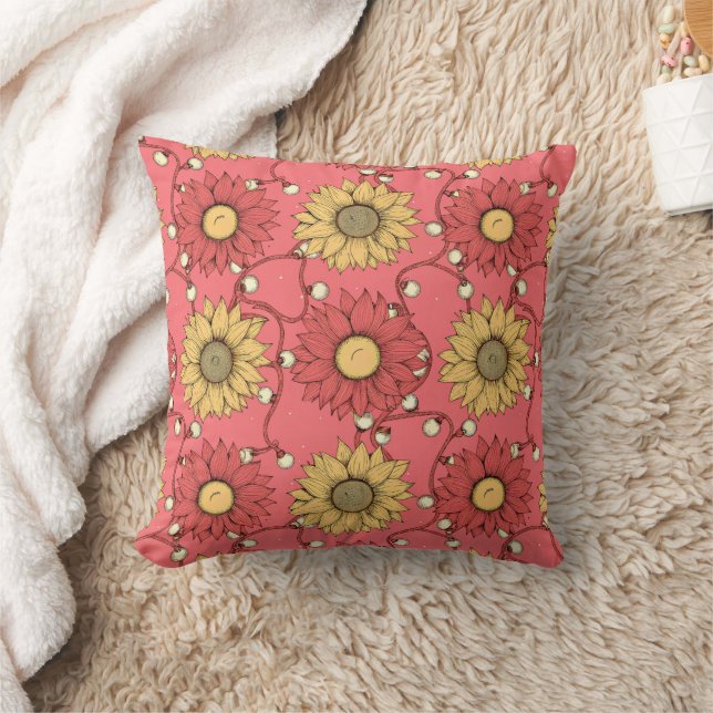 Pink Sunflowers Christmas Kussen (Deken)