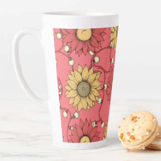 Pink Sunflowers Christmas Latte Mok (In situ)