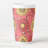 Pink Sunflowers Christmas Latte Mok (Voorkant)