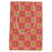 Pink Sunflowers Christmas Medium Cadeauzakje (Achterkant)