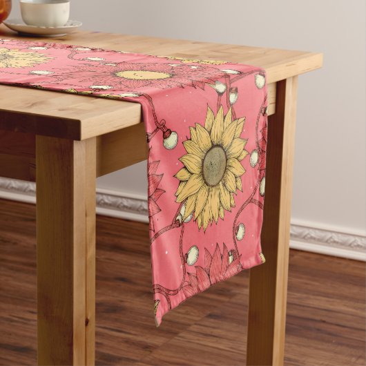 Pink Sunflowers Christmas Medium Tafelloper (Voorbeeld)