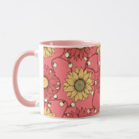 Pink Sunflowers Christmas Mok (Links)