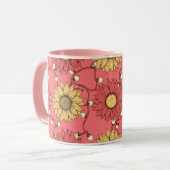Pink Sunflowers Christmas Mok (Voorkant links)