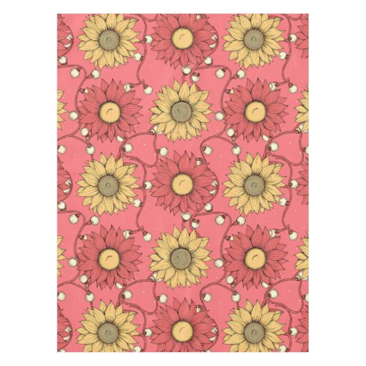 Pink Sunflowers Christmas Tafelkleed (Voorkant)