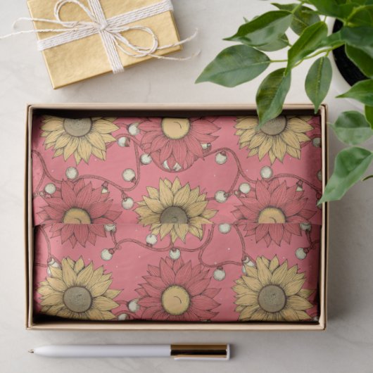 Pink Sunflowers Christmas Tissuepapier (Geschenk)