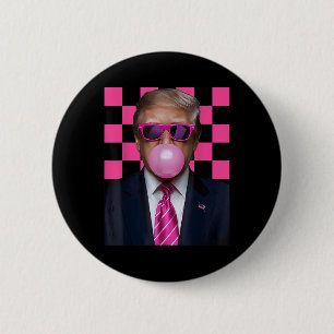 Pink Sungles Trump Bubble Gum Shirt 2024 Stem Pres Ronde Button 5,7 Cm