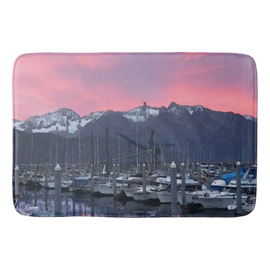 Pink Sunrise Boat Harbour - Large Bath Mat (Voorkant)