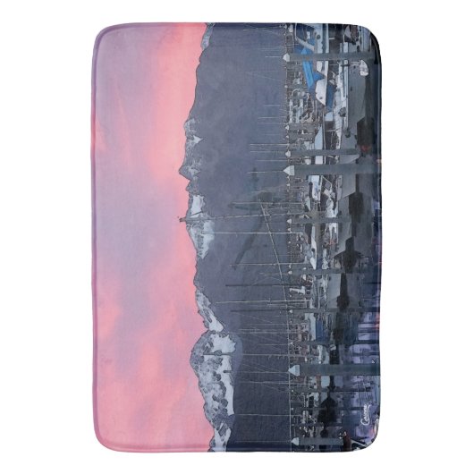 Pink Sunrise Boat Harbour - Large Bath Mat (Voorkant Verticaal)
