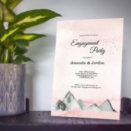 Pink Sunrise Mountain Engagement Party Kaart