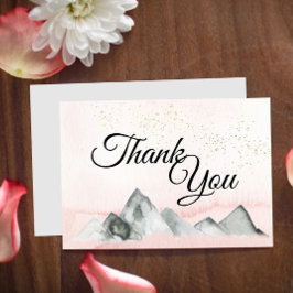 Pink Sunrise Mountain Wedding Dank je Flat Kaart