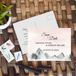 Pink Sunrise Mountain Wedding Save the Date Aankondigingskaart