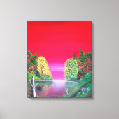 Pink Sunset Abstract Imaginaire Lake Canvas Afdruk (Voorkant)
