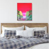 Pink Sunset Abstract Imaginaire Lake Canvas Afdruk (Insitu (Slaapkamer))
