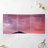 Pink Sunset Five Photo Memorial Drieluik Aankondiging (Binnen)