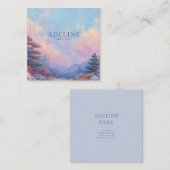 Pink Sunset Forest Gold Frame Vibrant Landscape Vierkante Visitekaartje (Voorkant / Achterkant)