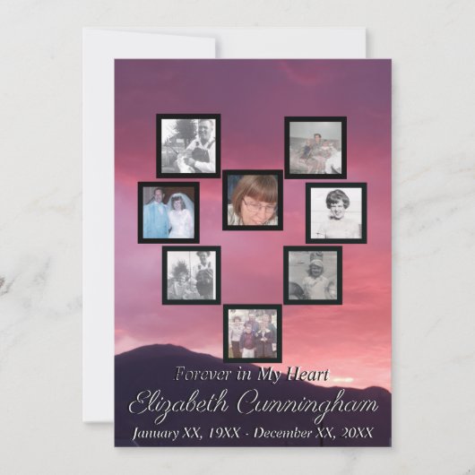 Pink Sunset Photo Collage Heart Memorial Kaart (Voorkant)