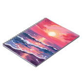 Pink Sunset Purple Ocean Waves Watercolor Notitieboek (Linkerzijde)