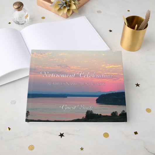 Pink Sunset Retirement Celebration Gastenboek (Voorkant open)