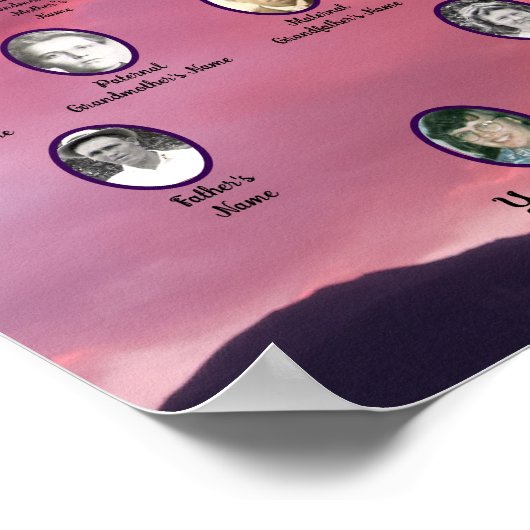 Pink Sunset Sky Over Mountain Oval Ancestor Photos Poster (Hoek)