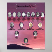 Pink Sunset Sky Over Mountain Oval Ancestor Photos Poster (Voorkant)