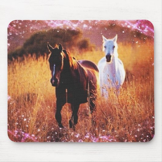 Pink Sunset Western land Galloping Horses Muismat (Voorkant)