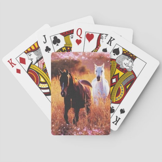 Pink Sunset Western land Galloping Horses Pokerkaarten (Achterkant)