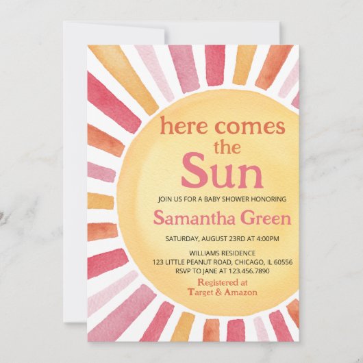 Pink Sunshine Baby shower Kaart (Voorkant)
