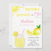 Pink Sunshine Lemonade Fun Party Verjaardag Uitnod Kaart (Voorkant)