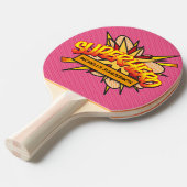 Pink Superhero Personalized Funny Cool translated  Tafeltennisbatje (Voorkant Gekanteld)