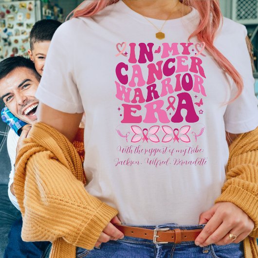 Pink Support Tribe Naam My Cancer Warrior Era T-shirt