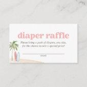 Pink Surven Beach Baby shower Luier Raffle Ticket Informatiekaartje (Voorkant)
