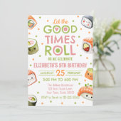 Pink Sushi Birthday Invitation Kaart (Staand voorkant)