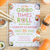 Pink Sushi Birthday Invitation Kaart