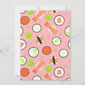 Pink Sushi Theme Birthday Party Kaart (Achterkant)
