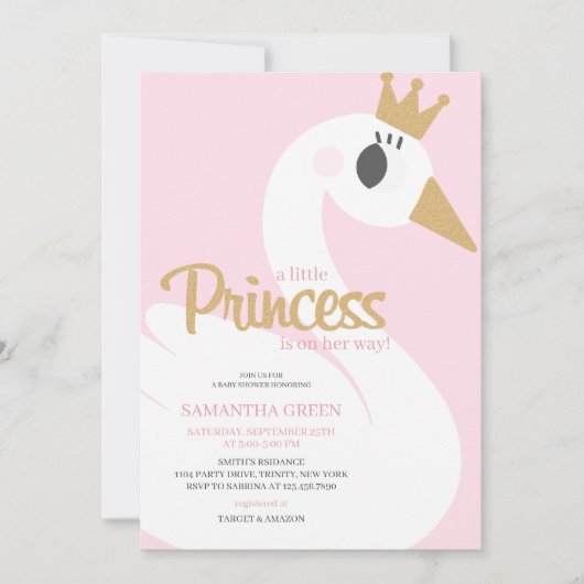 Pink Swan Baby shower Kaart (Voorkant)