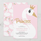 Pink Swan Baby shower Kaart (Voorkant / Achterkant)