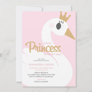 Pink Swan Baby shower Kaart
