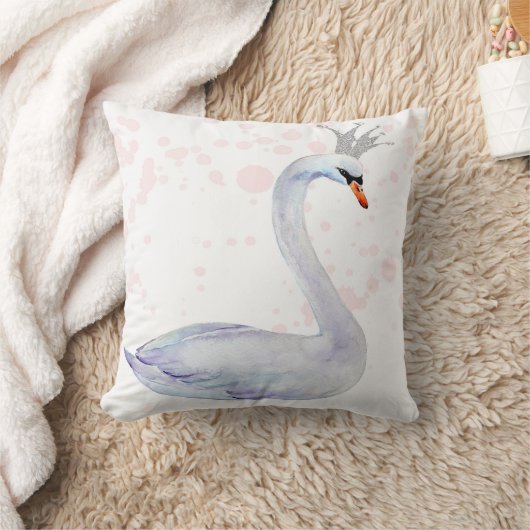 Pink Swan Crown Waterverf Nursery Boho Pillow Kussen (Deken)