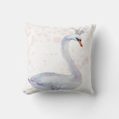 Pink Swan Crown Waterverf Nursery Boho Pillow Kussen (Voorkant)