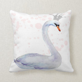 Pink Swan Crown Waterverf Nursery Boho Pillow Kussen